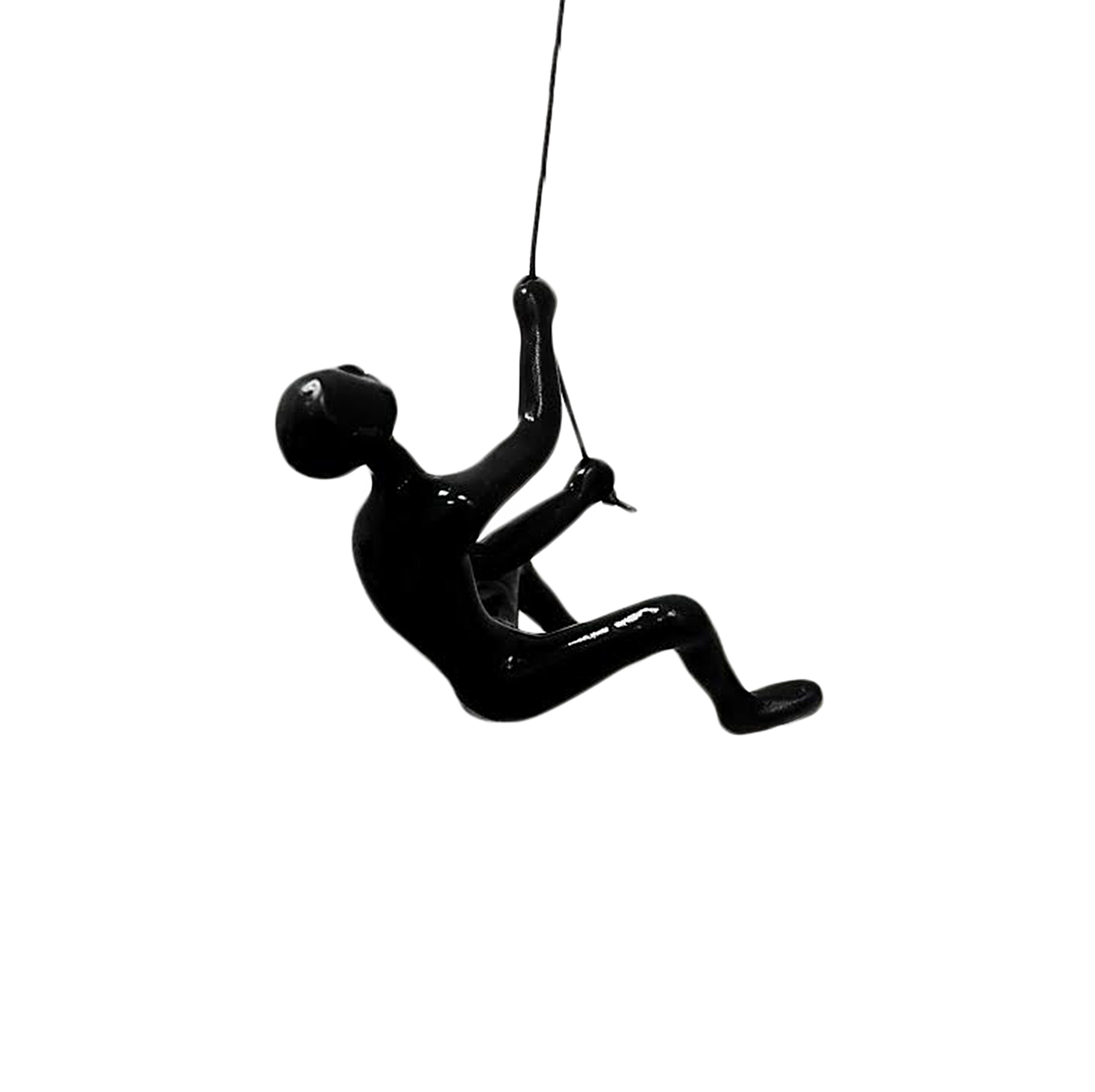 Black Right Handed Abseiling Climber Man Hanging Sculpture Home Wall Decoration 