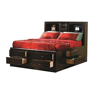 Coaster - Phoenix Contemporary Queen Bookcase Bed with Underbed Storage Drawers.