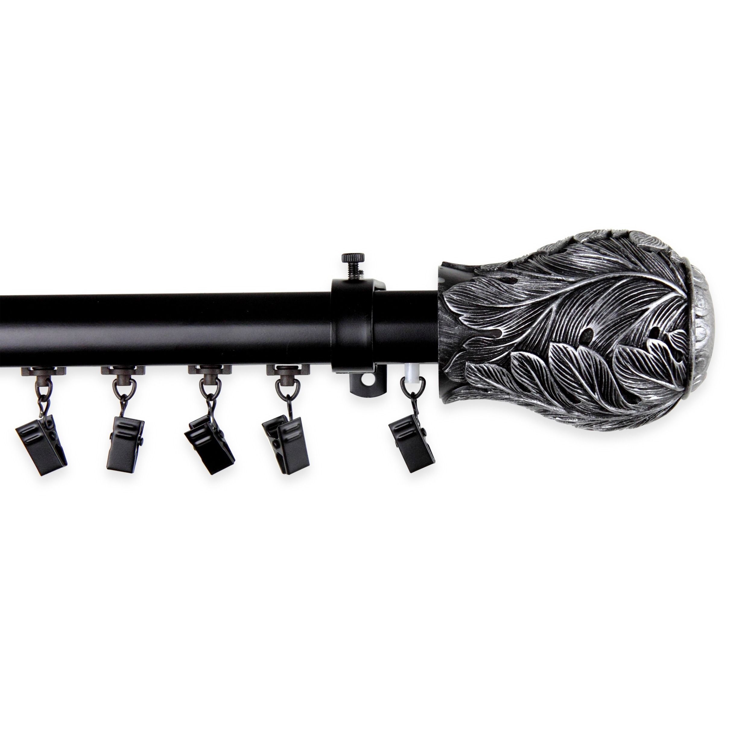 Contemporary Traverse Leaf Single Curtain Rod and Hardware Set