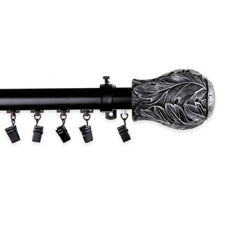 Contemporary Traverse Leaf Single Curtain Rod and Hardware Set