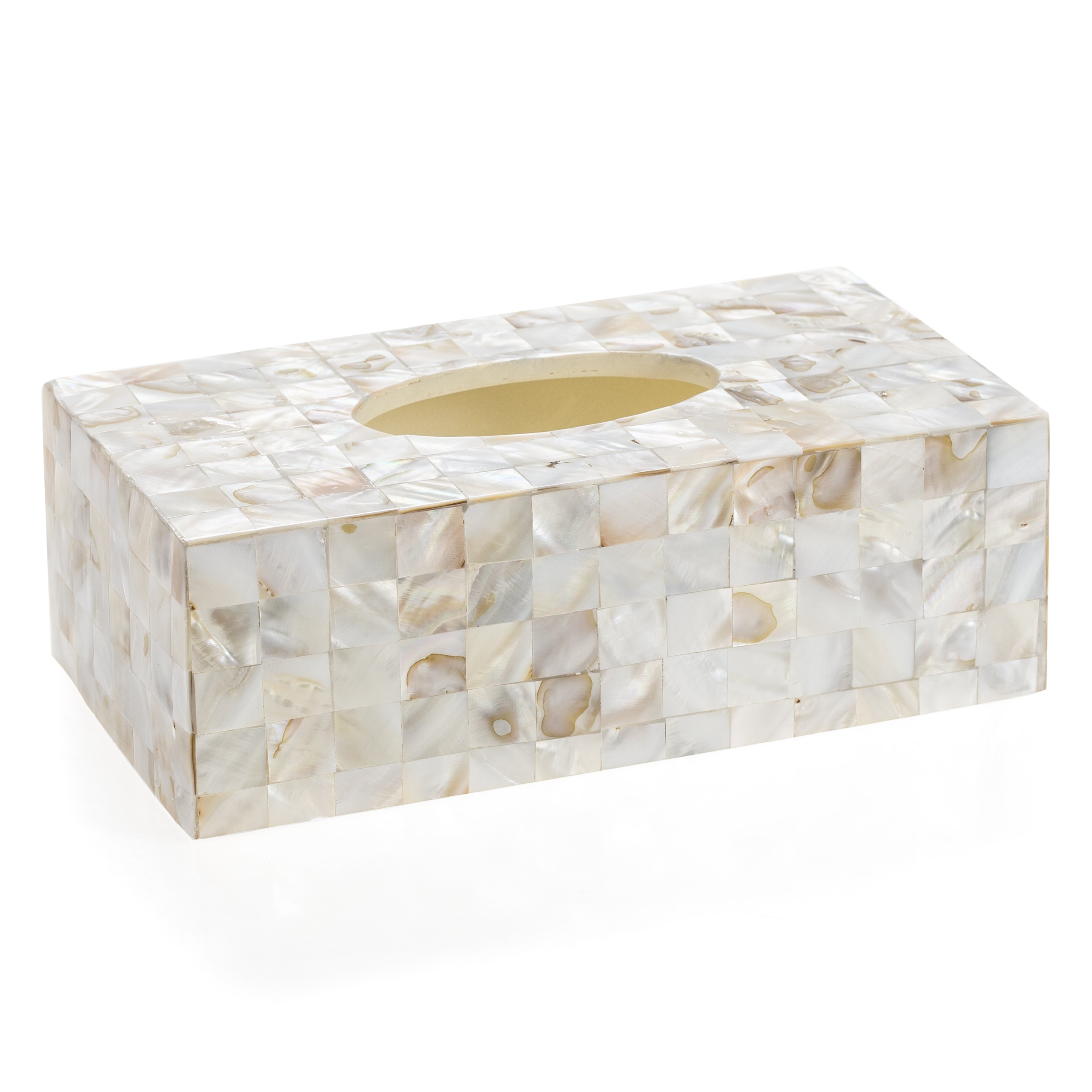Creative Scents Rectangular Tissue Box Holder, Decorative Tissue Box Cover is Finished in Beautiful Mother of Pearl Milano Collection