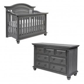 black crib and dresser set