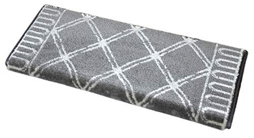 D DEAN FLOORING COMPANY, LLC. Premium Pet Friendly Tape and Adhesive Free Non-Slip Bullnose Premium Carpet Stair Treads - Lumiere Lattice Nickel (3) 27 Inches Wide