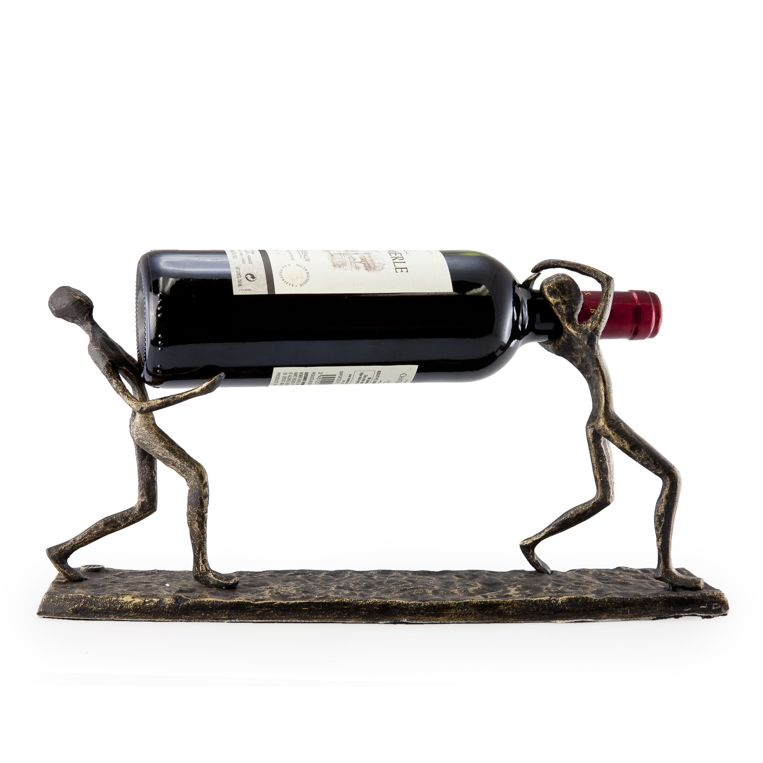 Danya B Two Men Carrying a Bottle Wine Holder Sculpture