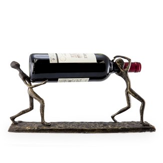 Danya B Two Men Carrying a Bottle Wine Holder Sculpture