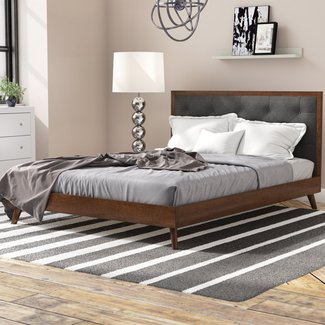 Dewsbury Mid Century Queen Upholstered Platform Bed