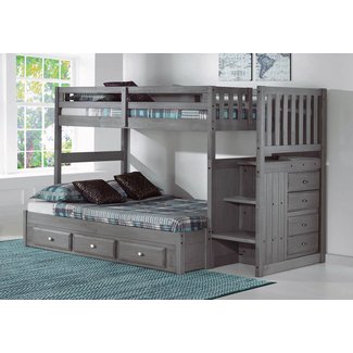 Discovery World Furniture Charcoal Twin over Full Stair Bed with Trundle