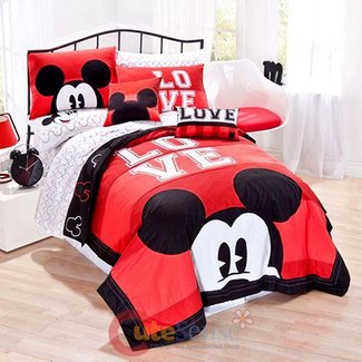 Disney, Bedding, Disney Vtg 8s 90s Classic Mickey Mouse Full Sheet  Wamsutta Set 4 Pc Red Nos Usa