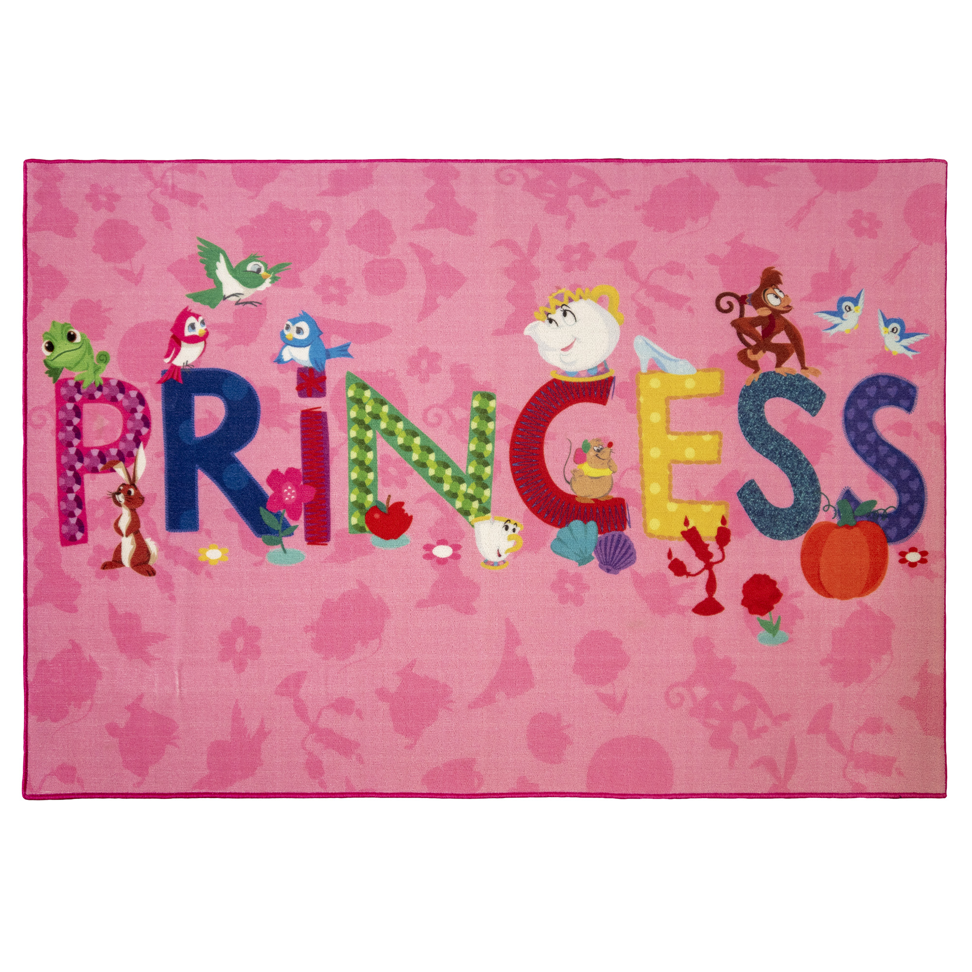 Disney Princess Icons Kids Pink Area Rug