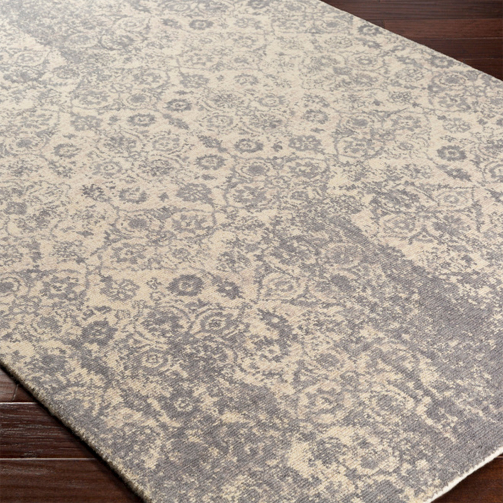 Distressed Ornamental Floret Rug - Shades of Light