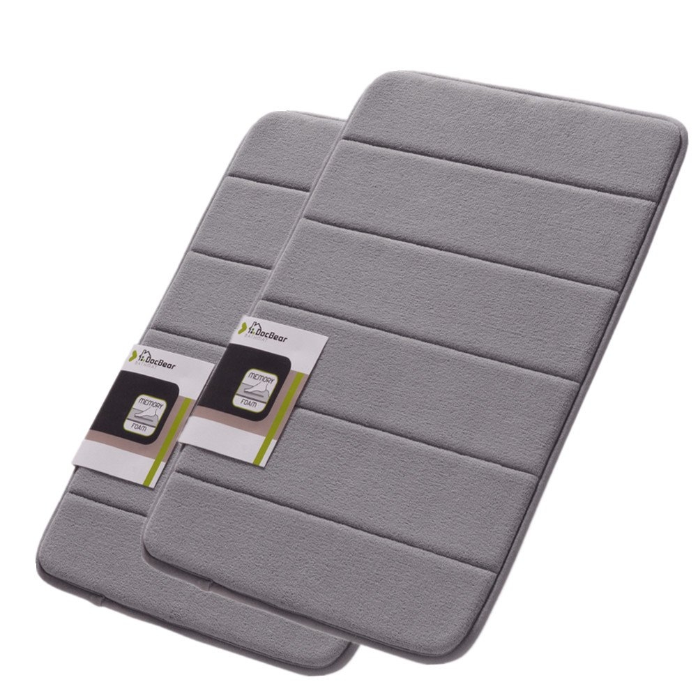 Docbear 17x24-Inch Coral Velvet Non Slip Memory Foam Bath ...