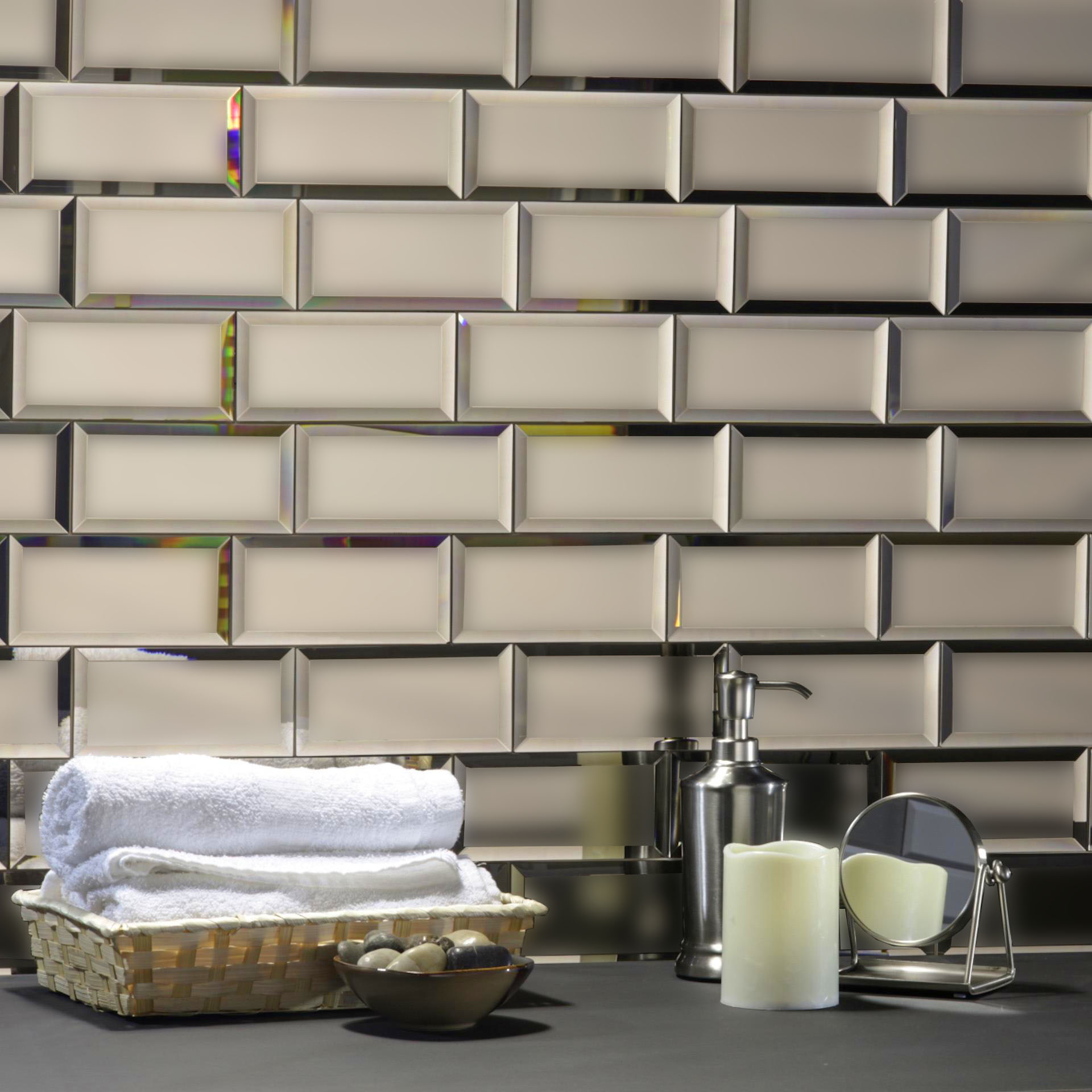 16X Mirror Tile Wall Sticker Square Self Adhesive Room Bathroom Decor Stick US