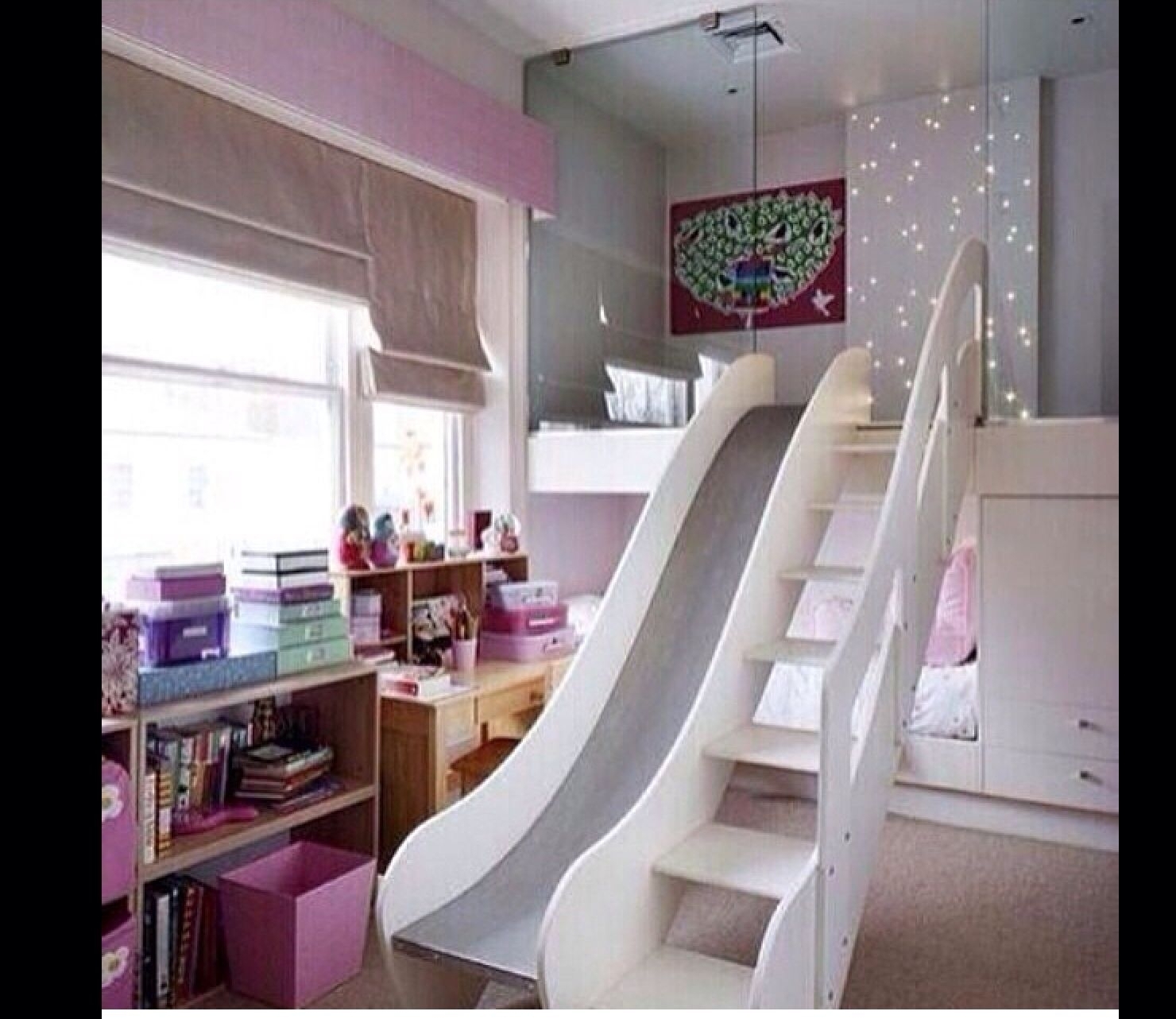 low bunk beds with stairs