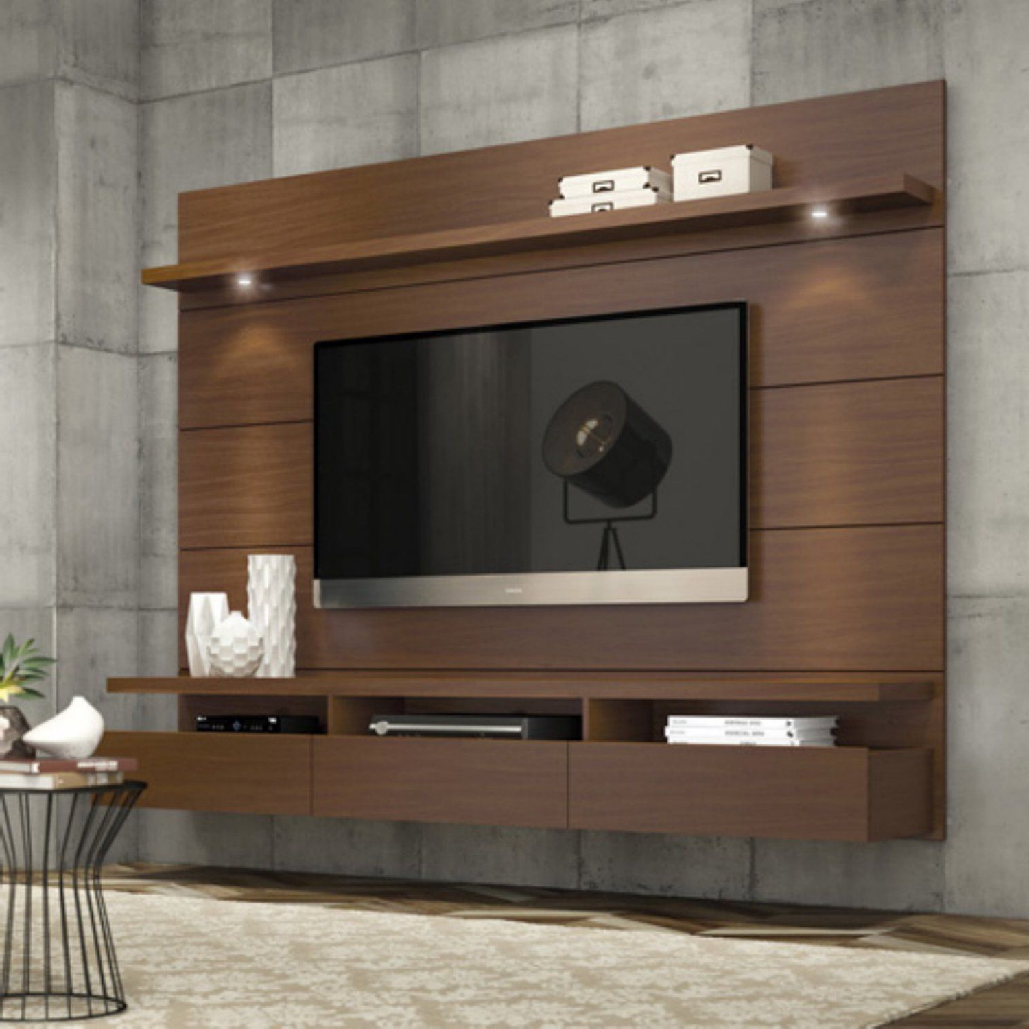 Entertainment Center Wall Unit Black Floating Mounted Large 70 " Modern TV Stand for sale online 