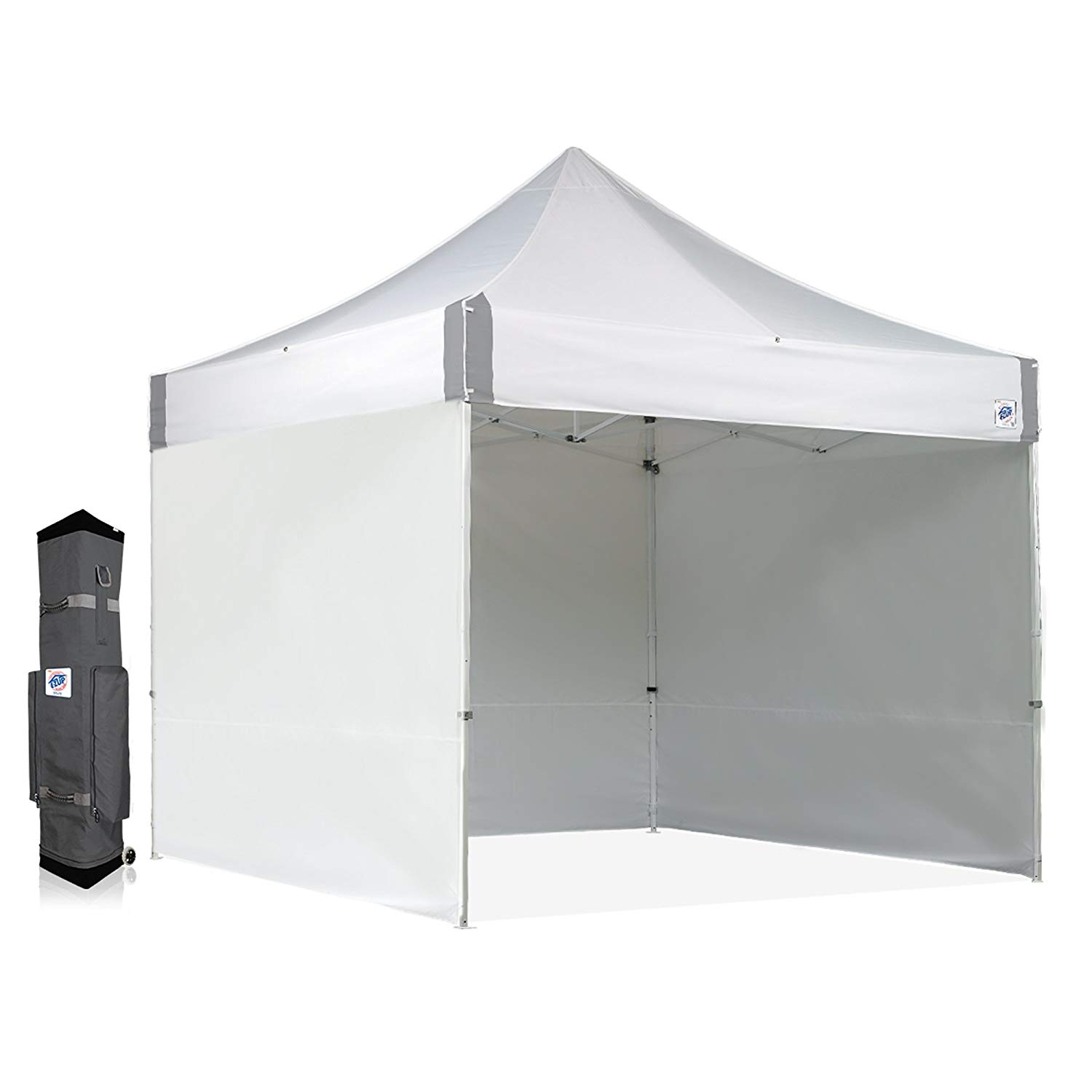 EliteShade 10x10 Commercial Ez Pop Up Canopy Outdoor Instant Canopies Party Tent Sun Shelter with Removable Sidewalls and Heavy Duty Roller Bag,Bonus 4 Weight Bags,White 