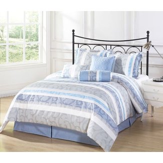 Evans 7pc Jacquard Comforter Set Swirl Pattern Blue, Light ...