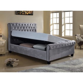 Flair Furnishings Lola 5ft Kingsize Silver Fabric Ottoman ...