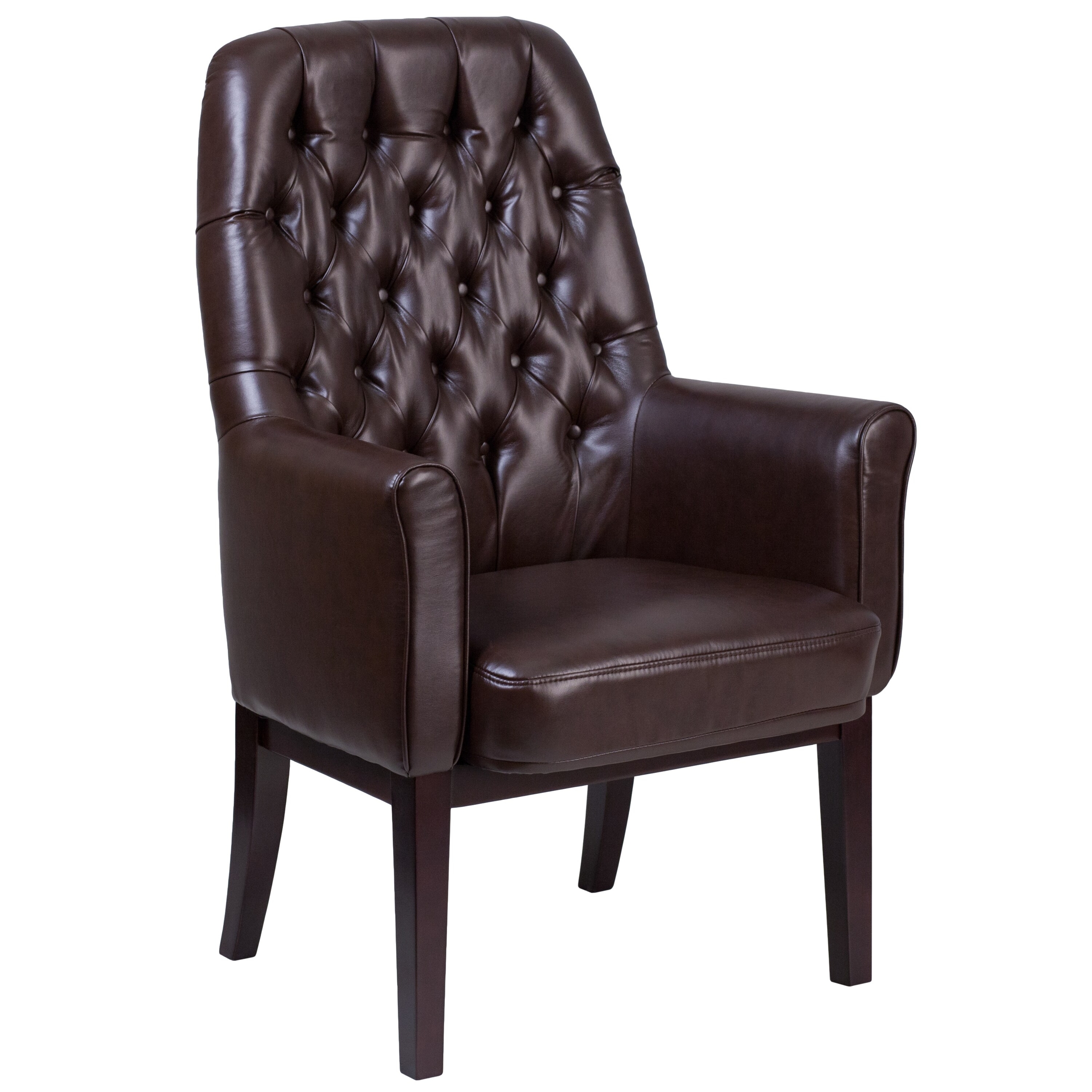 Flash Furniture High Back Traditional Tufted Leather Side ...