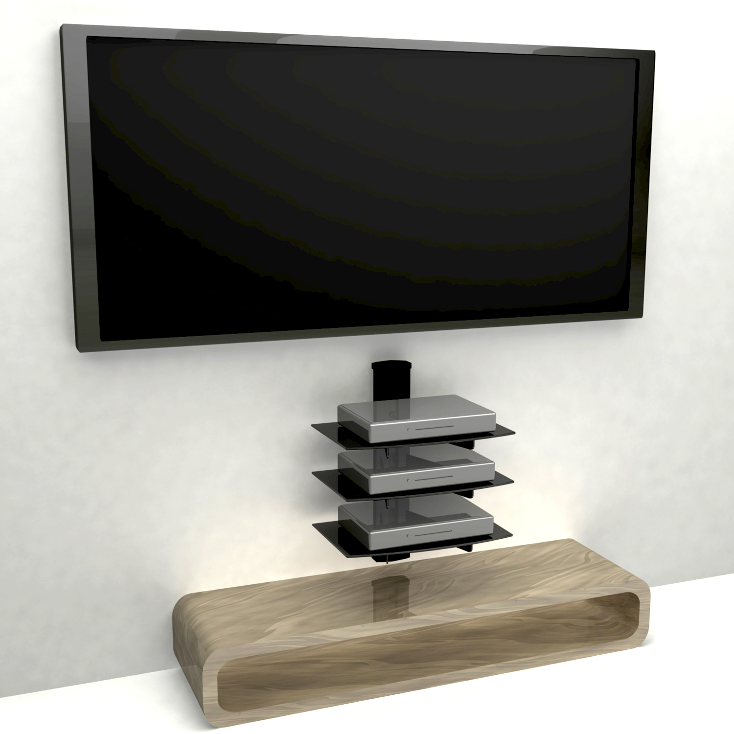 Floating Shelf with Strengthened Tempered Glass for DVD ...