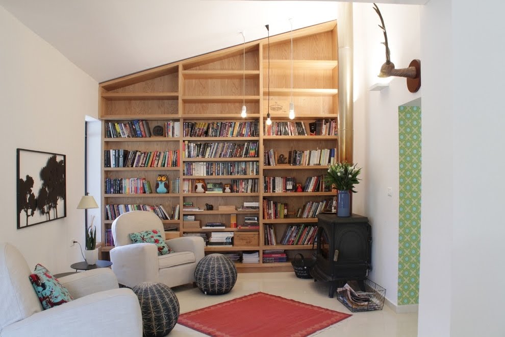 floor-to-ceiling-bookshelves-Dining-Room-Contemporary-with ...