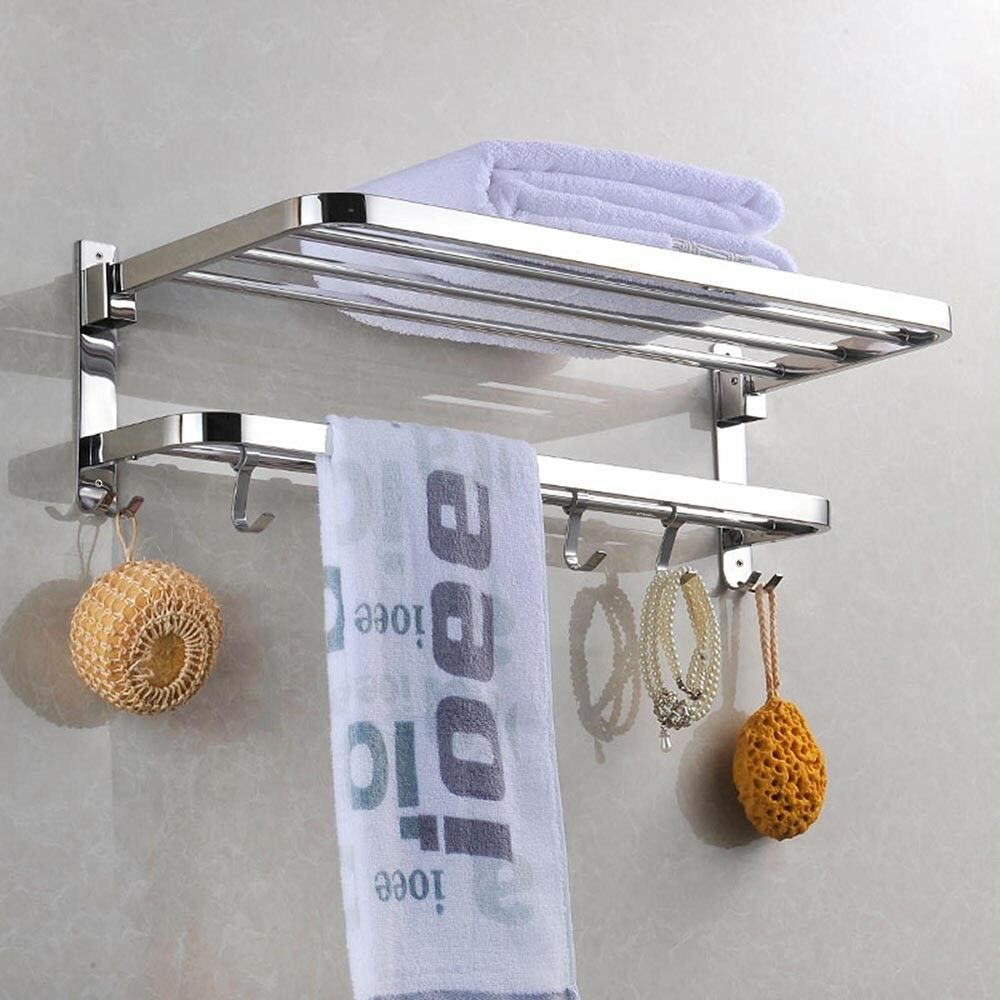 metal bathroom shelf with towel bar