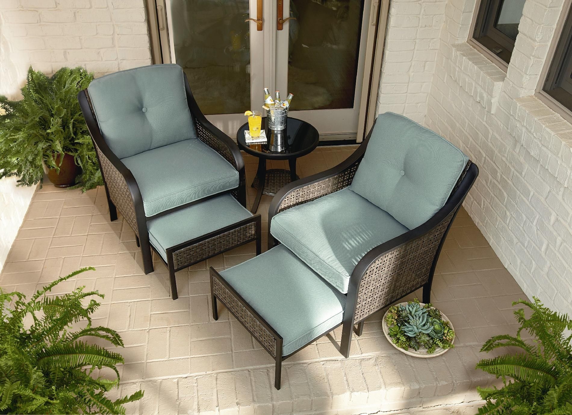 Outdoor chair deals with ottoman underneath