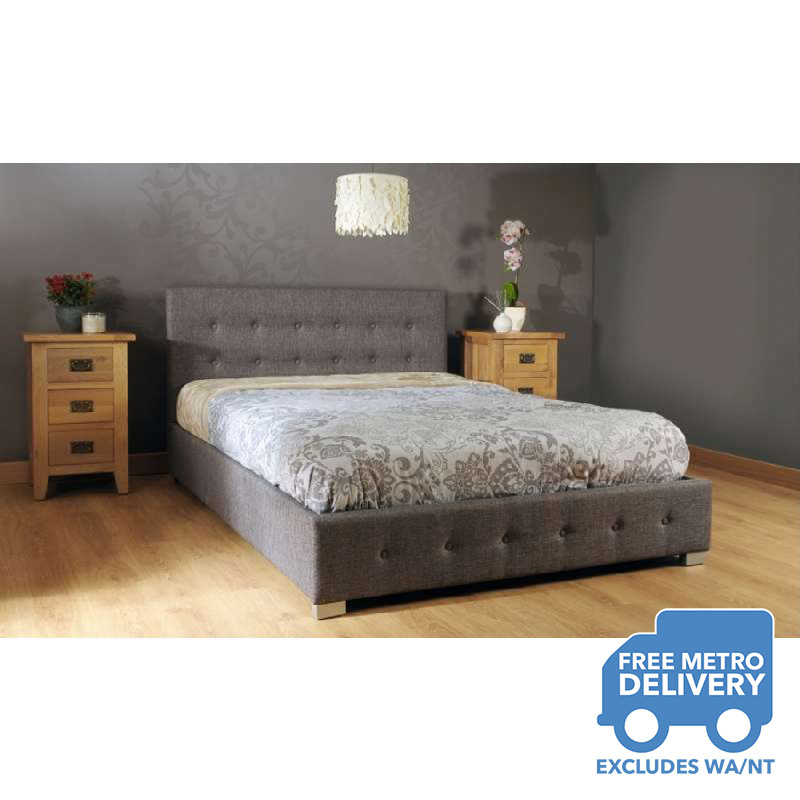 Gas Lift Queen Size Fabric Storage Bed Frame Grey |