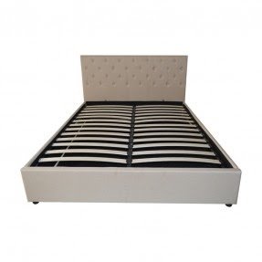 Gas Lift Storage Fabric Bed Frame Queen Beige SB010