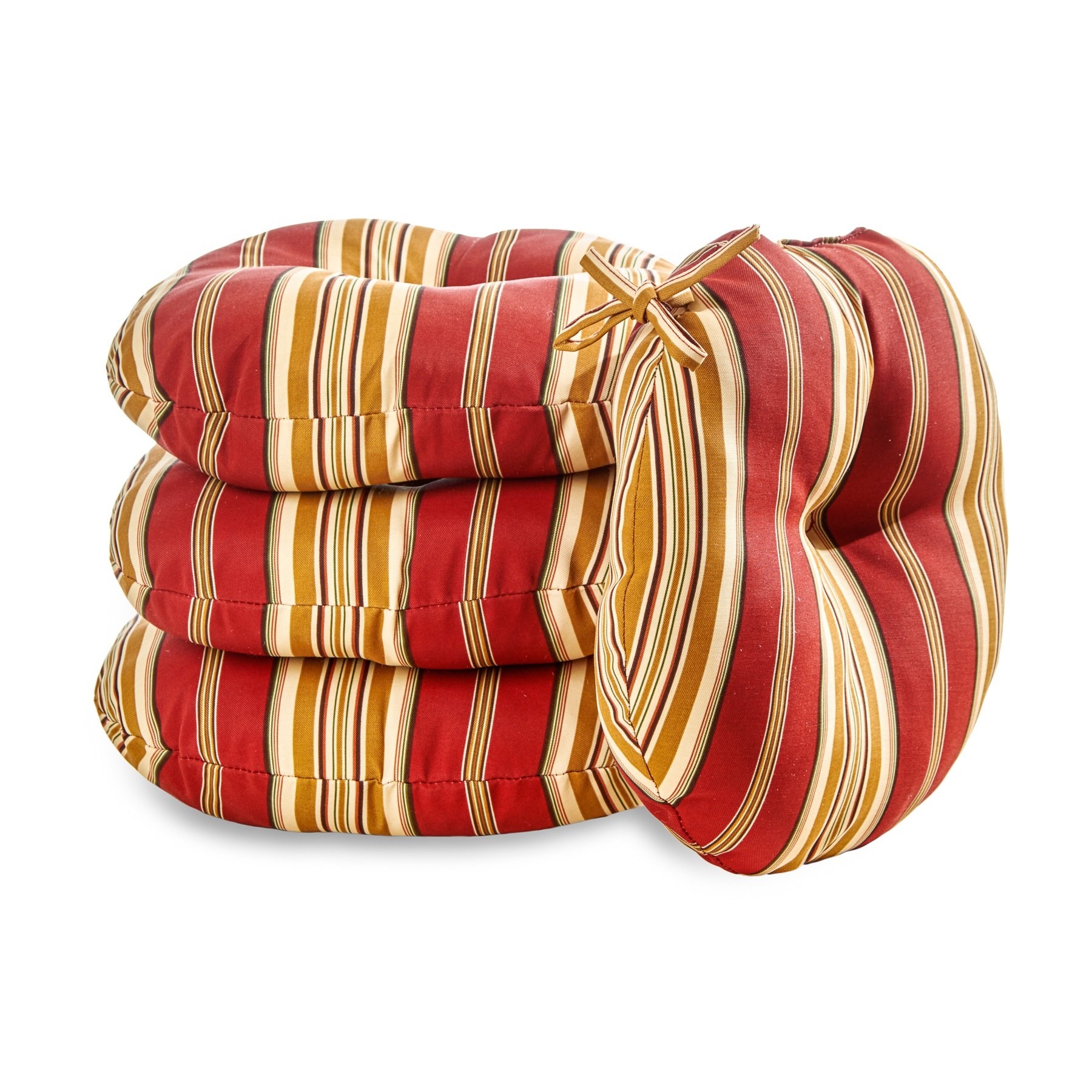 Greendale Home Fashions 18 in. Round Outdoor Bistro Chair Cushion - Striped - Set of 4