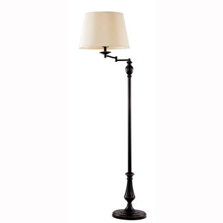 Hampton Bay 1000051631 Oil Rubbed Bronze Swing Arm Floor Lamp with Fabric Shade