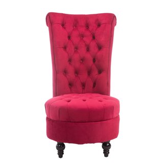 HOMCOM Button-Tufted Accent Chair with High Wing Back, Rounded