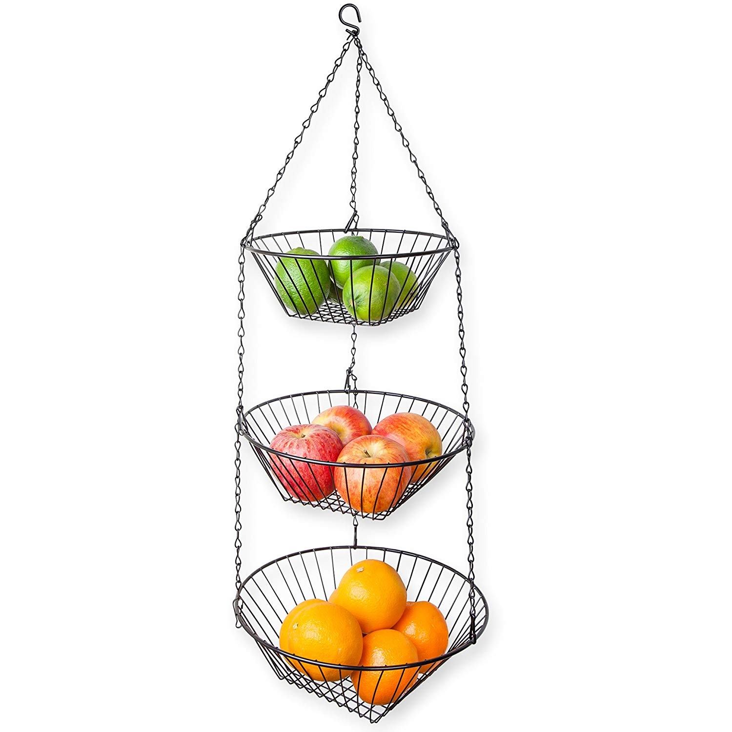 Home Basics 3 Tier Wire Hanging Kitchen Fruit Basket