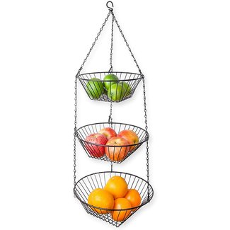 Home Basics 3 Tier Wire Hanging Kitchen Fruit Basket