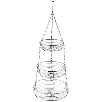 Home Intuition 3-Tier Hanging Basket Heavy Duty Wire, Round