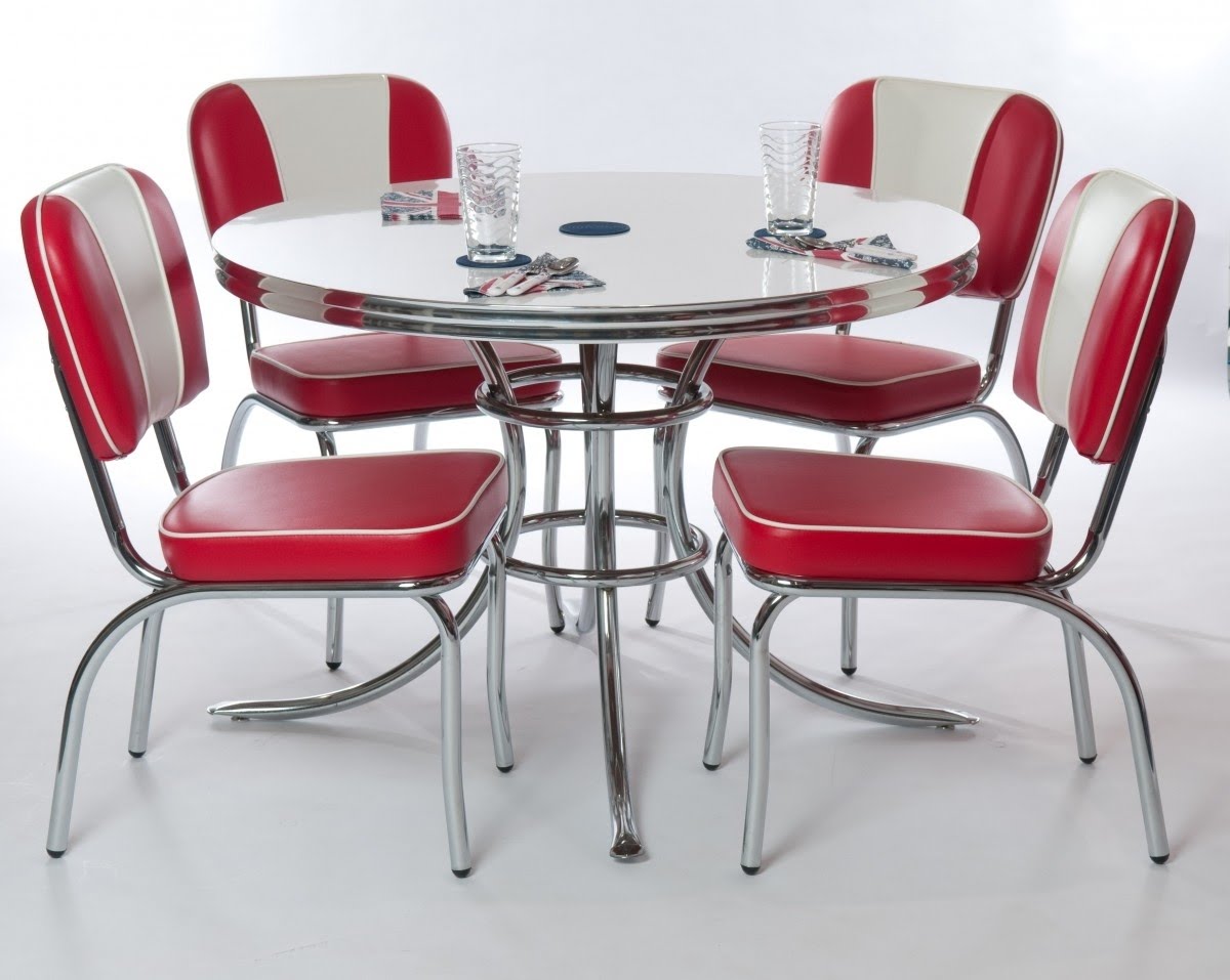 New 50 S Style Chrome Metal Retro Oval Kitchen Dining Table Set W