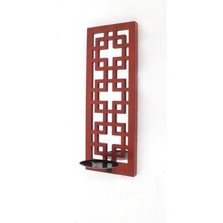 17 X 5 X 6 Red Mirrored - Candle Holder Sconce 17 X 5 X 6 Red Mirrored - Candle Holder Sconce