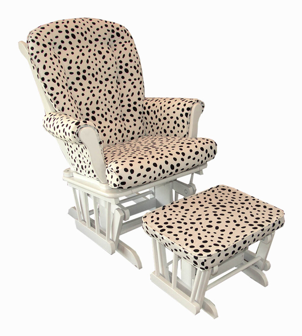 Hottsie Dottsie Spotted Swivel Glider and Ottoman