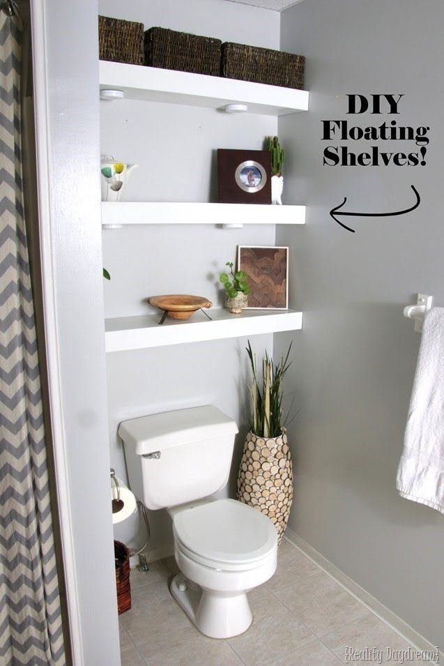 modern bathroom shelves over toilet