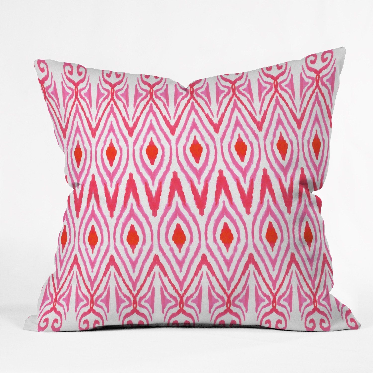 Ikat Watermelon Outdoor Throw Pillow