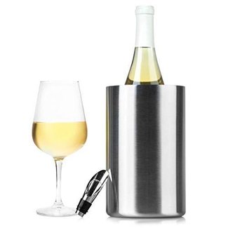 Insulated Wine Cooler Bucket with Wine Aerator - Fits 750ml Wine Bottles, Keeps Wine Cold for Hours | Sweat-Free Stainless Steel Wine Bottle Chiller/Champagne Bucket | Premium Wine Chiller Bucket