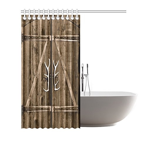 InterestPrint Wooden Garage Barn Door Shower Curtain ...