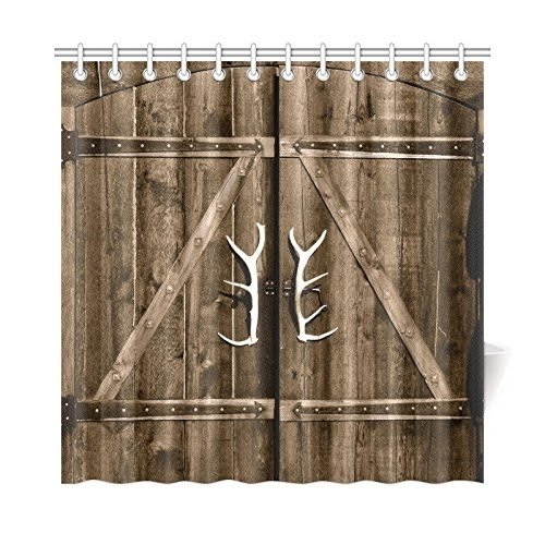  OERJU Wooden Doors Shower Curtain Vintage Old Rustic Brown  Board Barn Door Farmhouse Style Bathtub Bath Curtain Liner Waterproof  Polyester Fabric Home Bathroom Decor Set with Hooks 72x72inch : Home 