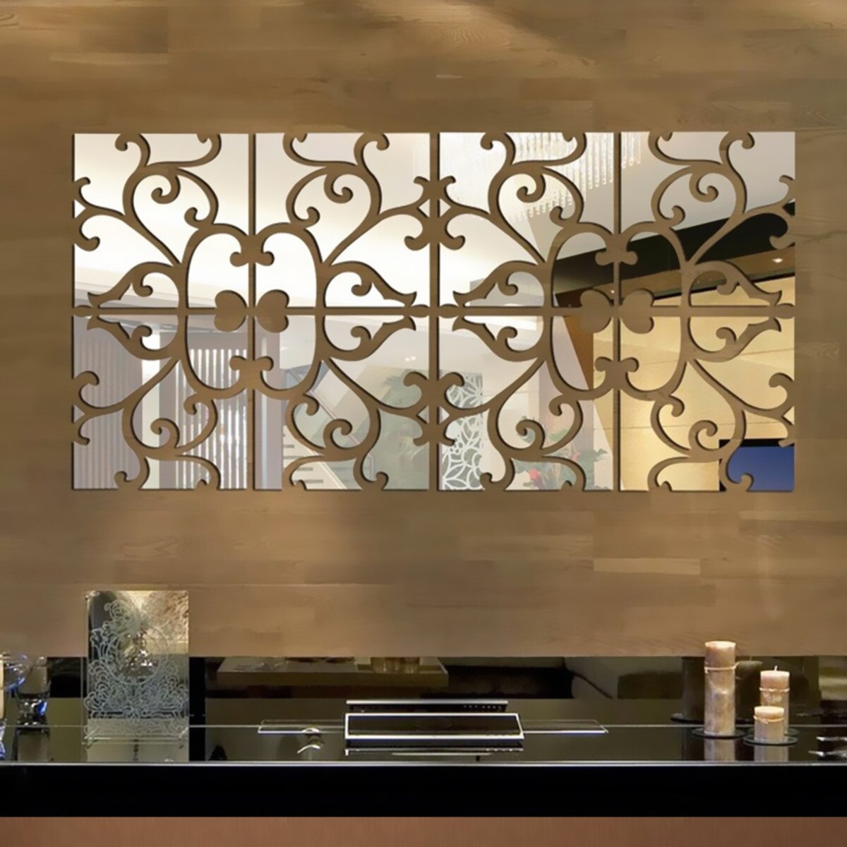 Glass Mirror Tiles Wall Sticker Square Self Adhesive Stick-On Art DIY Home Decor 