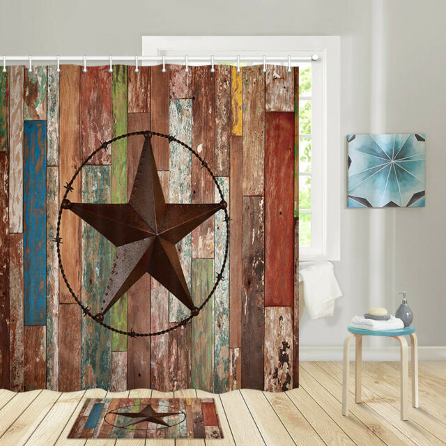 JAWO Rustic Wood Door with Southwestern Texas Star Garage Barn Farmhouse Room Decor