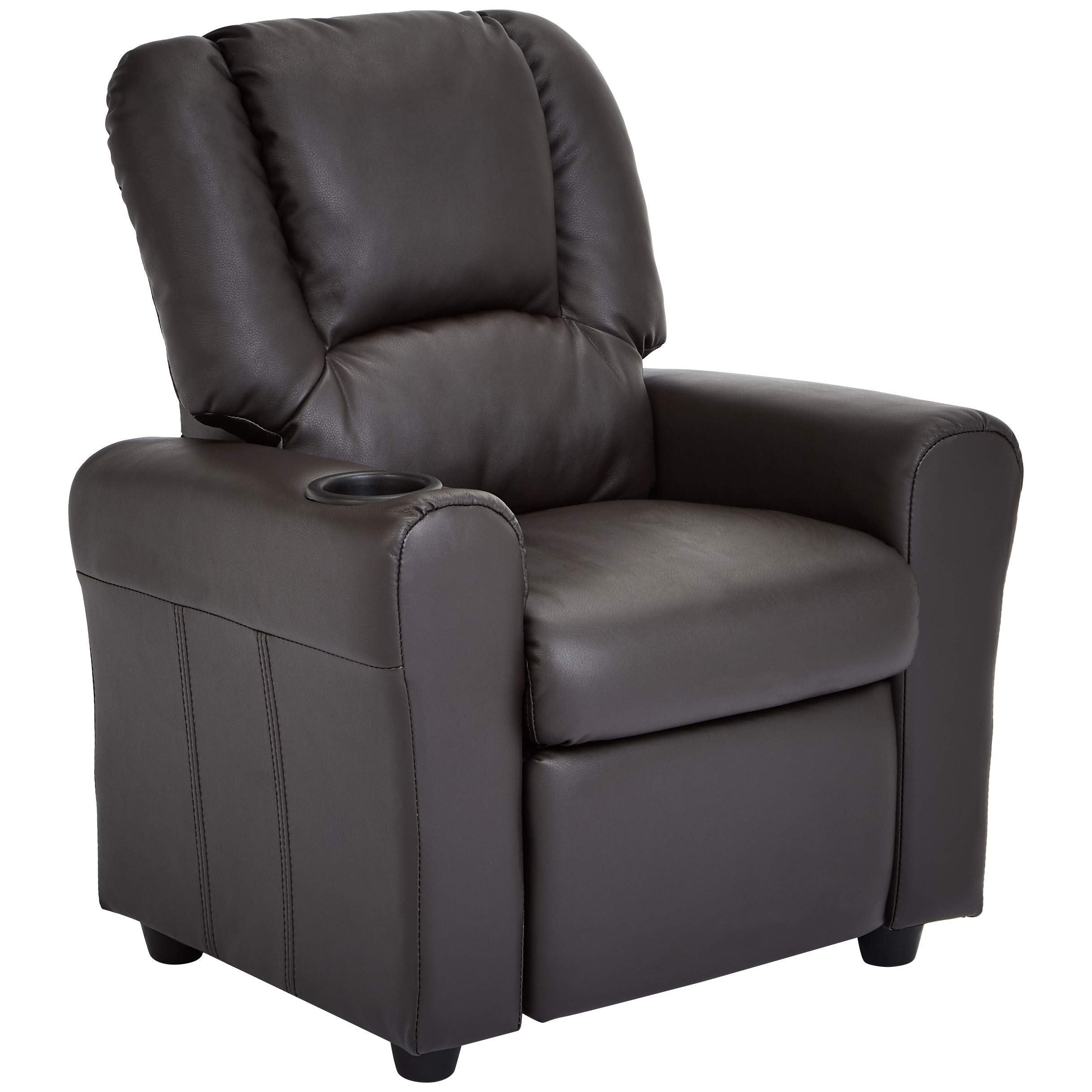 Jc Home Contemporary Black Leather Kids Recliner With Cup Holder Toys Games Sofas