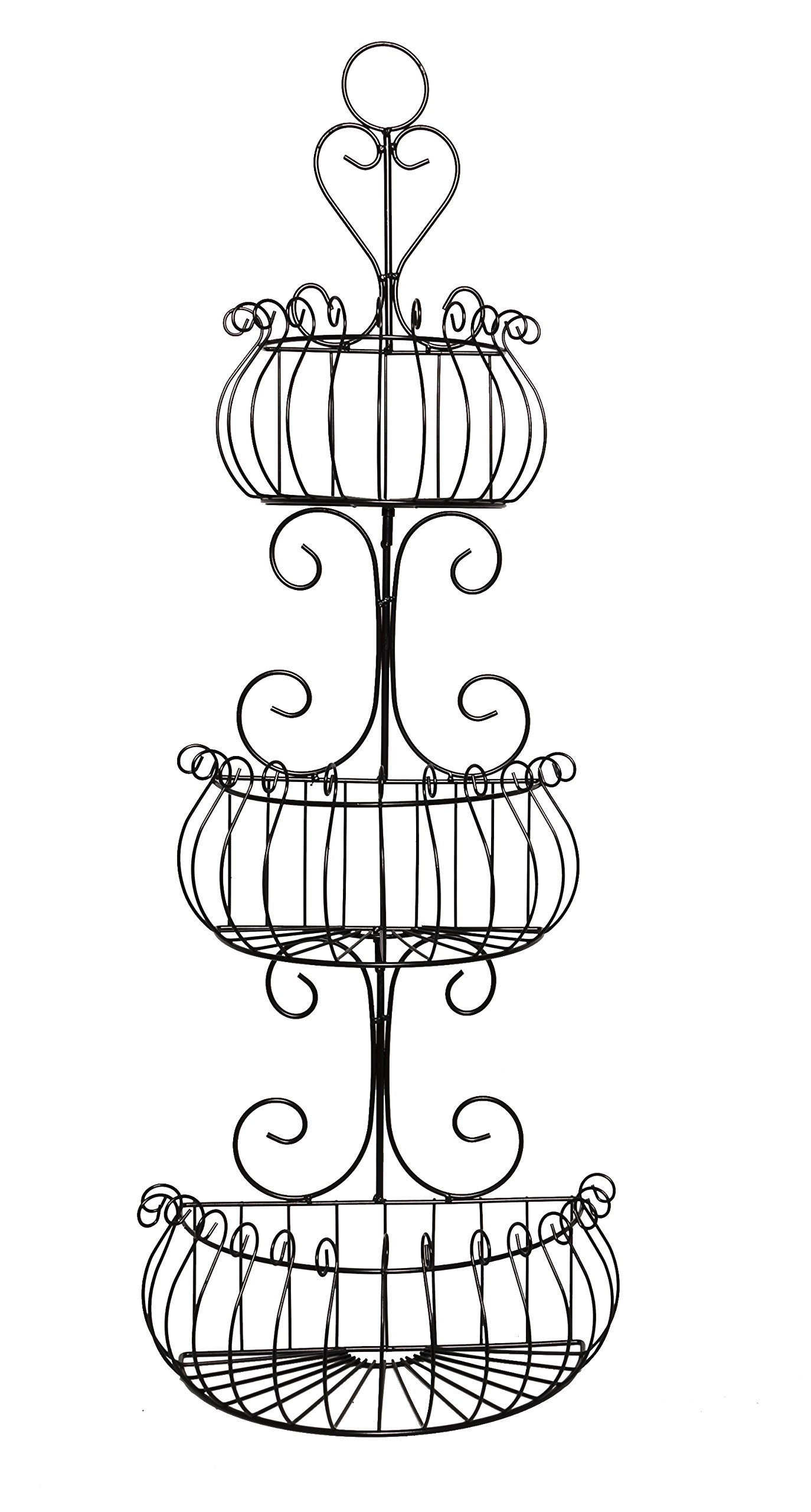 JMiles UH-WB231 Three Tier Decorative Black Wire Basket - Freestanding or Hanging Wire Basket for Fruits and Veggies, Restroom Organization, and More (Black)