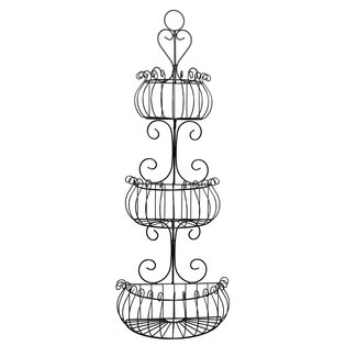 JMiles UH-WB231 Three Tier Decorative Black Wire Basket - Freestanding or Hanging Wire Basket for Fruits and Veggies, Restroom Organization, and More (Black)