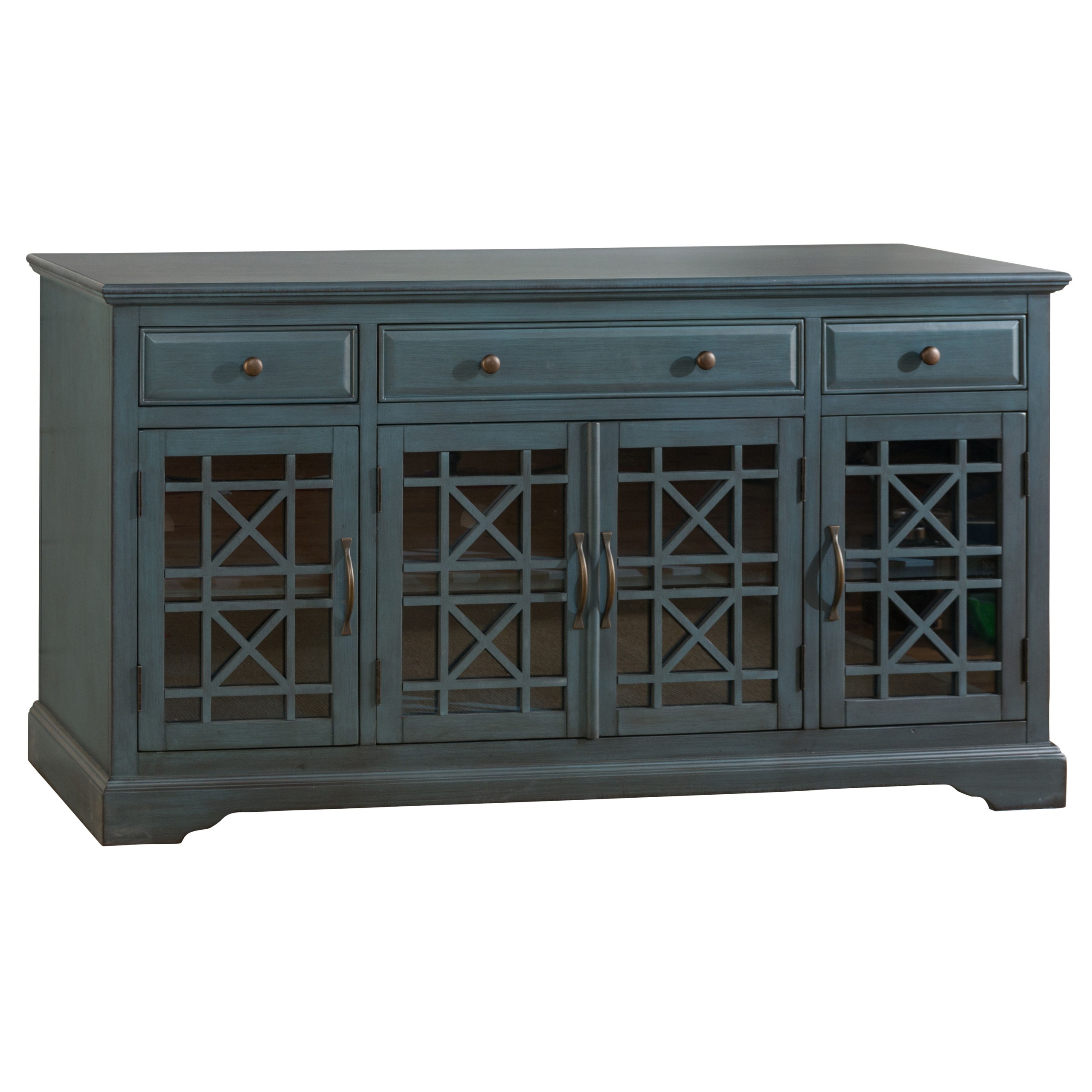 Jofran: 175-60, Craftsman, 60" Media Unit, 60"W X 19"D X 32"H, Antique Blue Finish, (Set of 1)