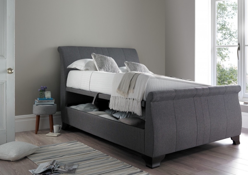 Kaydian Middleton Grey Ottoman King Size Sleigh Bed