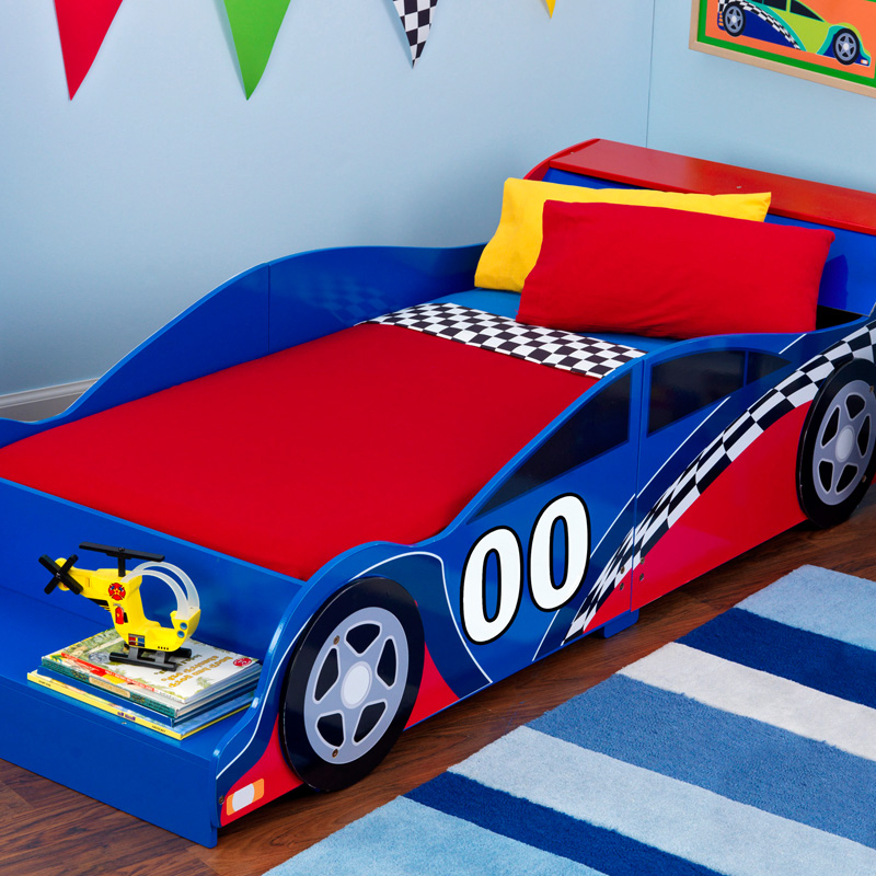 Twin Size Race Car Bed Turbo Sleek Kids Toddler Bedroom Furniture Nascar Unisex 